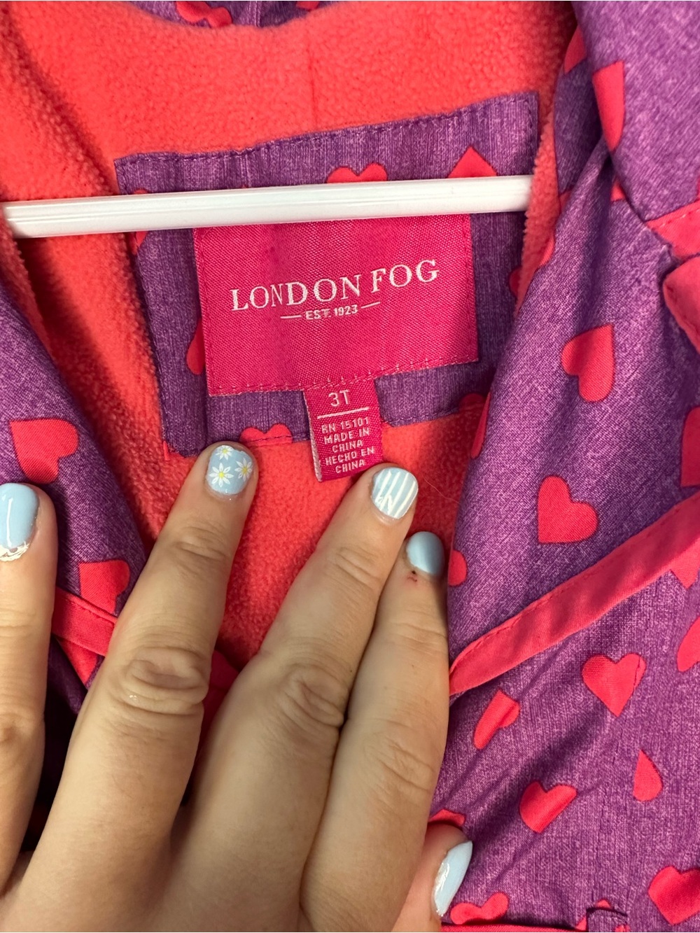 London Fog Girls' Heart Print Jacket - Purple & Pink